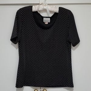 2 pc set of top and skirt black with white dots